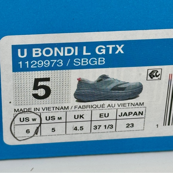 NWT Hoka Bondi L Leather GTX GoreTex U Unisex Stone Goblin Blue Cushioned Shoes - Picture 13 of 16